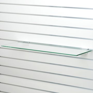 Glashylde i klart glas til rillepanel - findes i 3 forskellige overflader<br />mål L90xD21 cm - tykkelse 8 mm