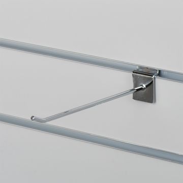Varekrog enkel for rillepanel - chrom<br />mål L20 cm - tykkelse Ø0,48 mm